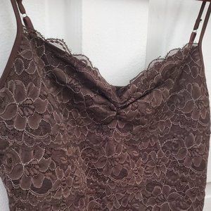 Express Brown Floral Lace Tank Top - M